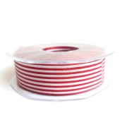 Horizontal Stripes Ribbon - Red and White 25 mm